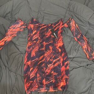 Fashion Nova Red Bodycon Off-Shoulder Dress